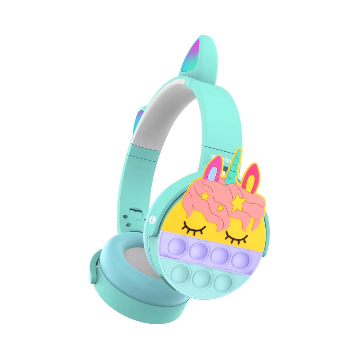 Unicorn Bluetooth Headphones | A-POP It Colorful Cat Ear Wireless Headset with LED Lights for Women & Kids