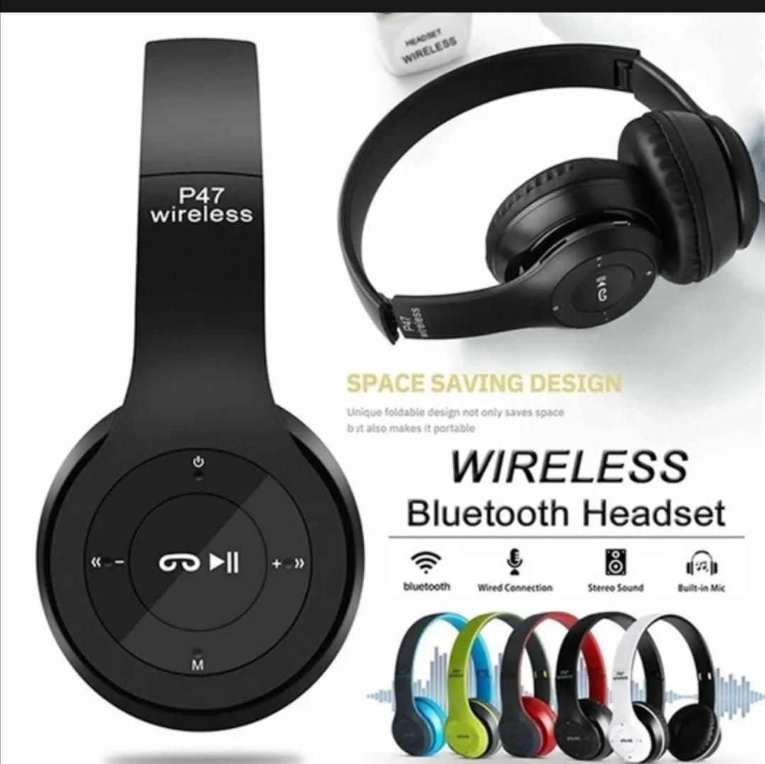 Long Listening Battery Fast Charging Wireless Bluetooth 5.1 Headphones With SD Card Function – P47 Model | Random Color