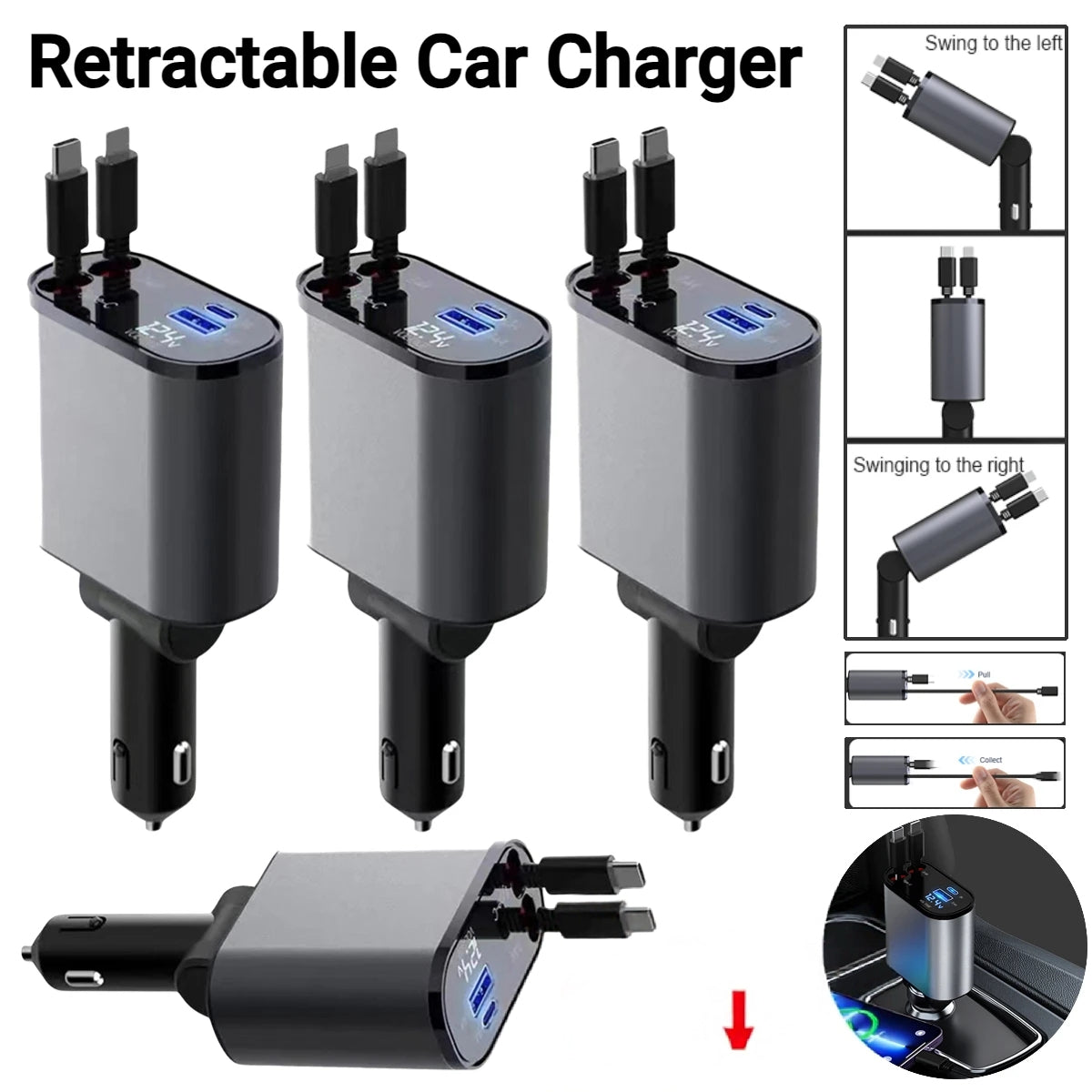 4 In 1 Car Charger 120W