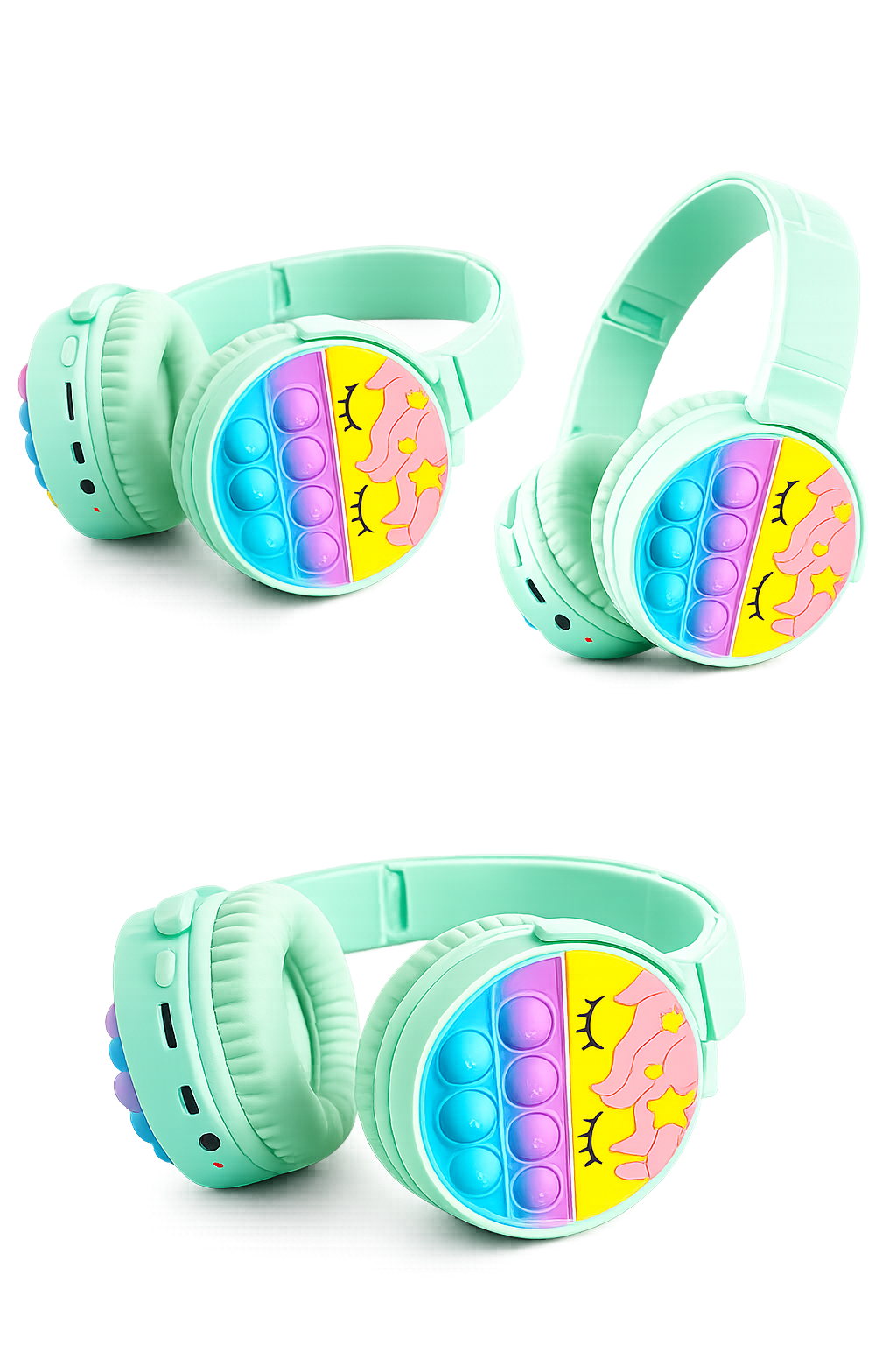 Cute Pop It Wireless Bluetooth Headphones Foldable Headset With Memory Card Support Wired And Wireless Modes Durable Quality Comfortable Use - Without Box(Random Color)