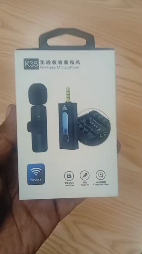 K35 Wireless Microphone – High-Quality 2.4GHz Lapel Mic Set with 3.5mm Receiver for Mobile Phones, Cameras, Speakers & Vlogging