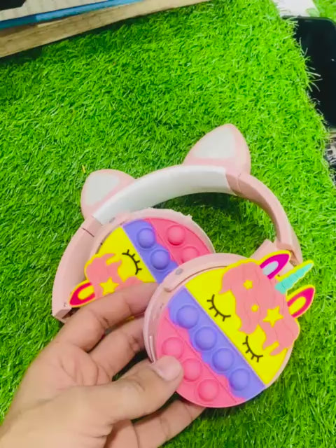 Unicorn Bluetooth Headphones | A-POP It Colorful Cat Ear Wireless Headset with LED Lights for Women & Kids